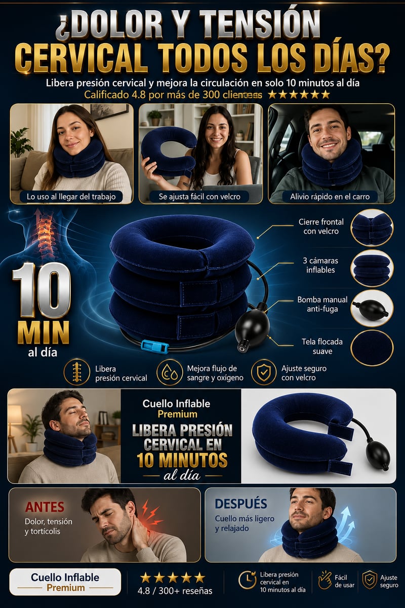 Collarin Cervical PREMIUM-Libera la Presión Cervical y Dile Adiós al Estrés Acumulado desde Casa