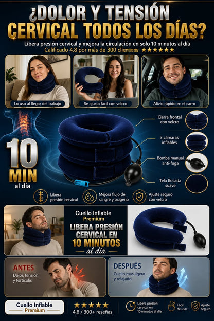 Collarin Cervical PREMIUM-Libera la Presión Cervical y Dile Adiós al Estrés Acumulado desde Casa