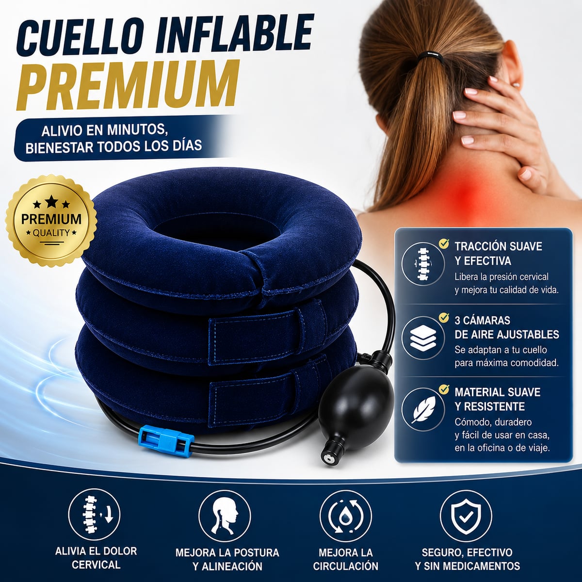 Collarin Cervical PREMIUM-Libera la Presión Cervical y Dile Adiós al Estrés Acumulado desde Casa