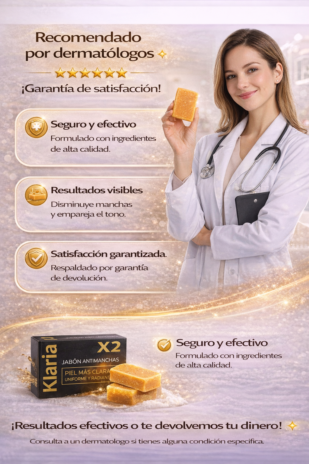 Klaria X2 Jabón Antimanchas | Piel Más Clara, Uniforme y Radiante