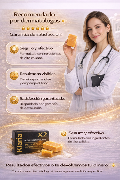 Klaria X2 Jabón Antimanchas | Piel Más Clara, Uniforme y Radiante
