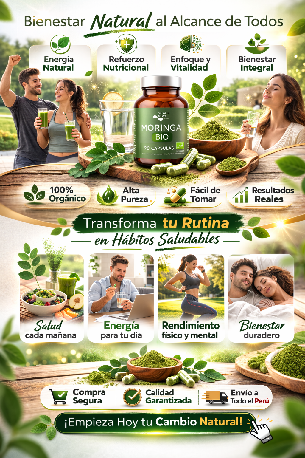 Moringa 100% Orgánica: Nutrición Pura del Árbol de la Vida
