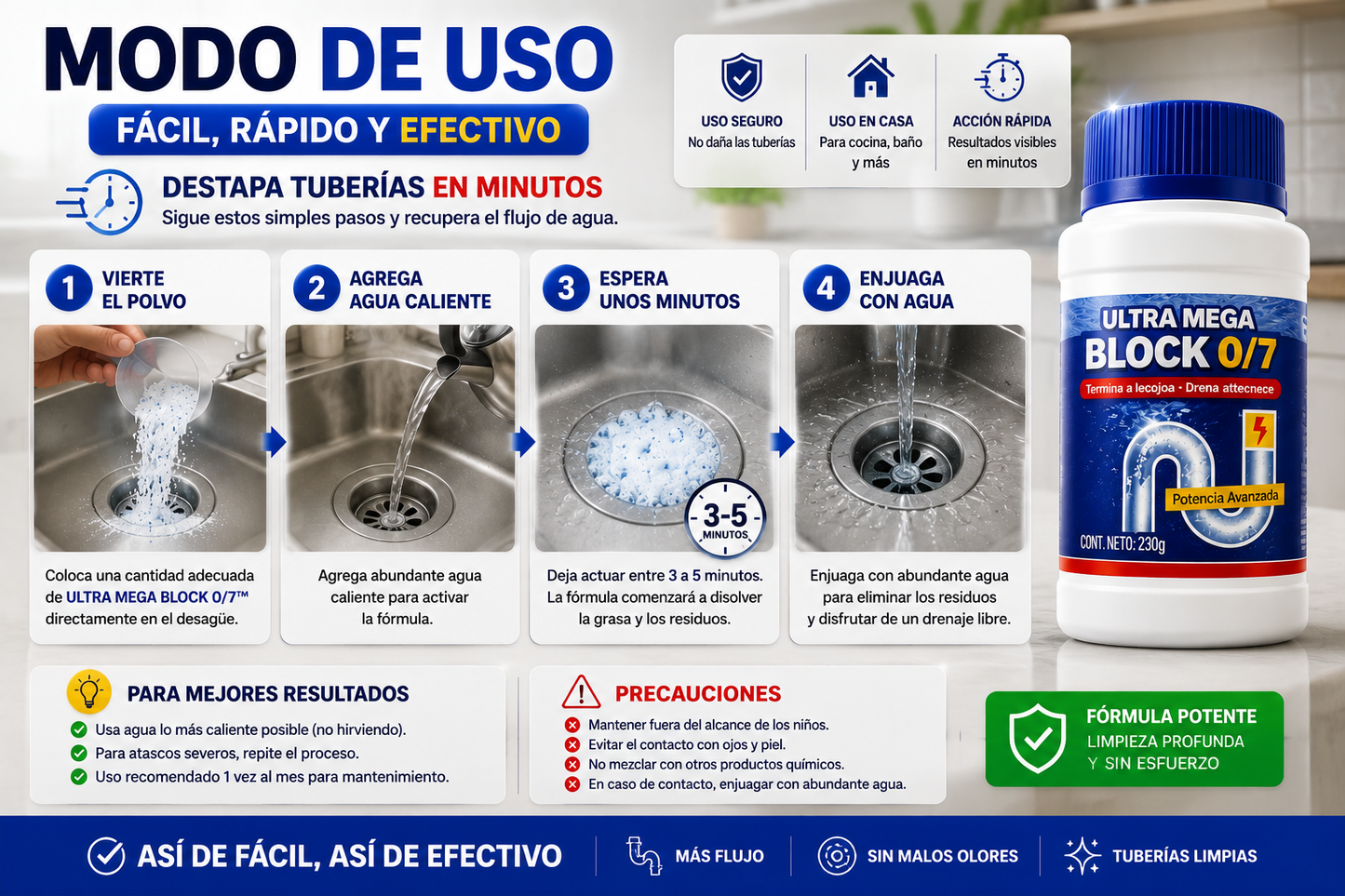 DESTAPA TU DRENAJE EN MINUTOS SIN LLAMAR AL PLOMERO