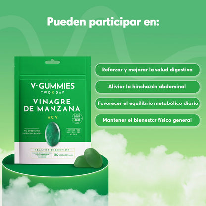 Líbrate De La Hinchazón, Los Antojos Y Sana Tu Intestino Con V-Gummies Vinagre de Manzana