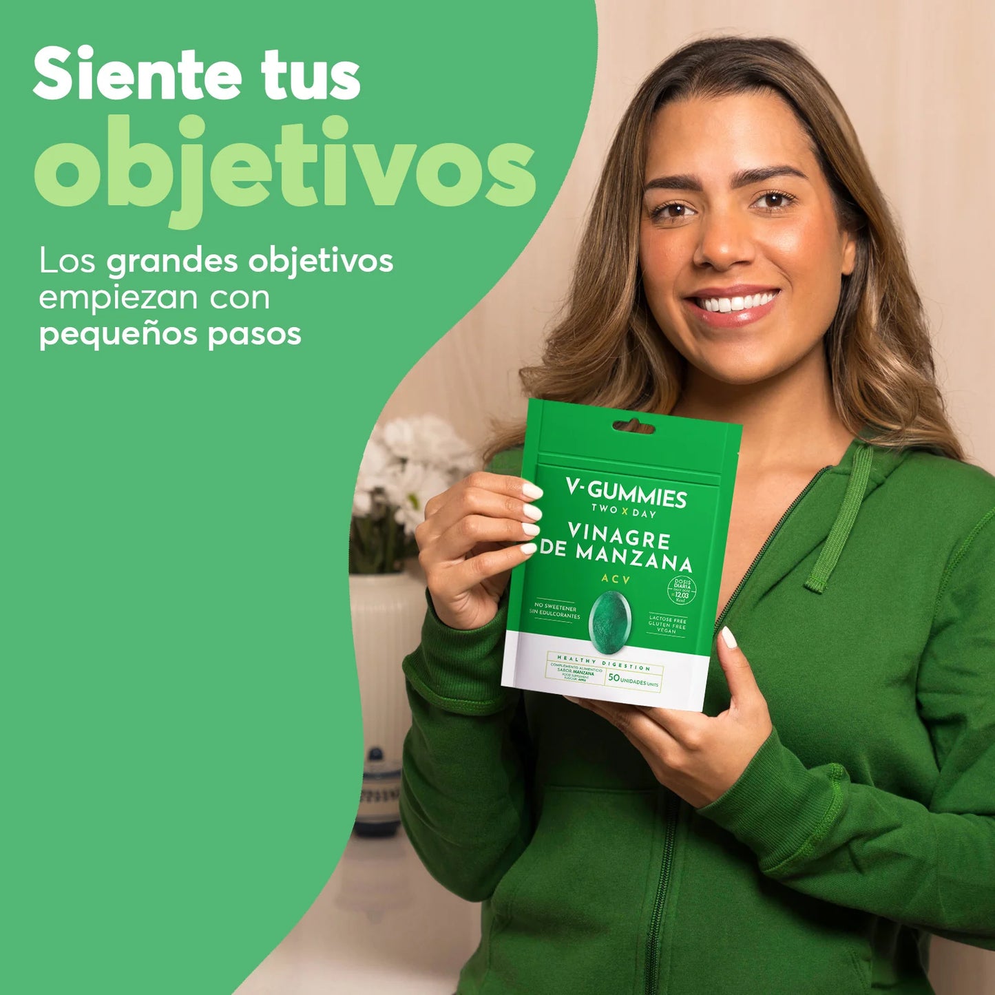 Líbrate De La Hinchazón, Los Antojos Y Sana Tu Intestino Con V-Gummies Vinagre de Manzana